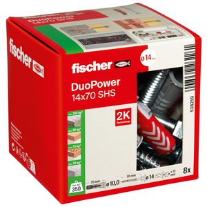 FISCHER PLUG DUOPOWER 14X70 MET ZESKANTSCHROEF (DS=8ST)