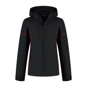 SANTINO SOFTSHELL JAS CURTIS DAMES ZWART/ROOD MT M