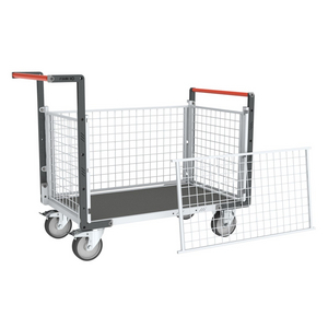 CHARIOT MODULAIRE GRILLAGE 2 DOSSIERS + 2 RIDELLES, PLATEAU