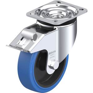 LK-POEV 125R-1-FI-SB Lenkrolle spurlos blau mit Stop-Fix