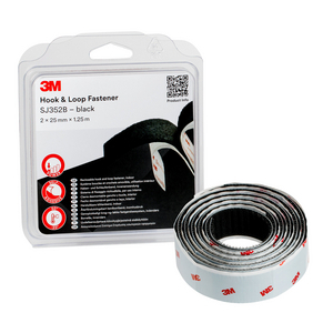 SJ352B HOOK & LOOP FASTENER, SJ352B (SJ3526 + SJ3527) COLORE NERO - SPESSORE ACCOPPIATO 7,2 MM 25 X 7100123266