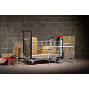 CHARIOT MODULAIRE GRILLAGE 2 DOSSIERS + 2 RIDELLES, PLATEAU