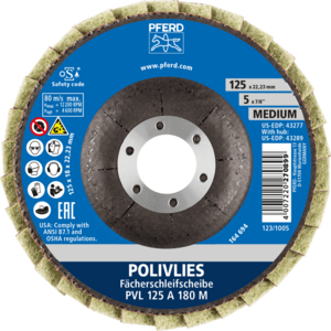 PFERD POLIVLIES® flap disc PVL 125 A 180 M