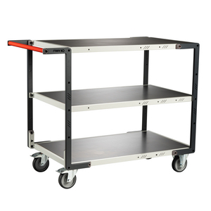 SERVANTE FLAT-PACK 3 PLATEAUX TOLE, 1000X600 MM, ROUES TPE,