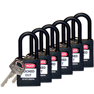 CADENAS SECURITE ARCEAU PLAST. D.ANSE 6,5MM NOIR BOITE DE 6