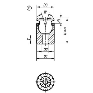 Pendelauflage Form P mit O-Ring 02002-608X026
