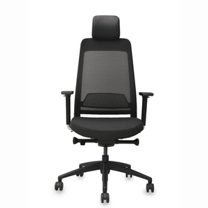FAUTEUIL HT DOSS.SYNCHRONE NOIR RES/TISSU GRIS,ACC 4D,BASE ALU