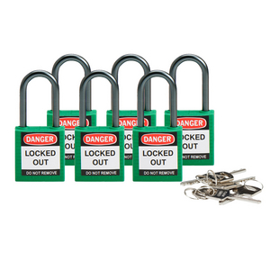 CADENAS SECURITE COMPACT 38MM D.ANSE 4,7MM VERT BOITE DE 6