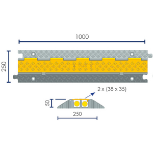 PASSE-CABLES 2 CANAUX 35/38MM 1000X250X50