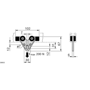 CHARIOT PLAST. RAIL 30X45