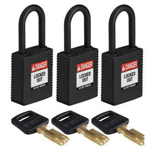 LUCCHETTO SAFEKEY â NYLON 150315 NYL-BLK-38PL-KA3PK