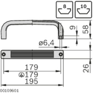 POIGNEE 195MM P6.4 A 178 GRIS