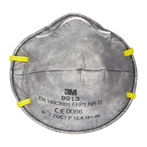 MASCHERINA RESPIRATORE MONOUSO 9913 CARBONI ATTIVI (PER VAPORI ORGANICI) FFP1 NR D, SENZA VALVOLA 7000034740