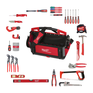 MILWAUKEE LOODGIETERSET IN PACKOUT 50CM TOTE TOOLBAG (38DLG)