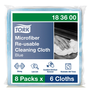 TORK REINIGINGSDOEK MICROVEZEL WASBAAR BLAUW (DS=8X6ST)
