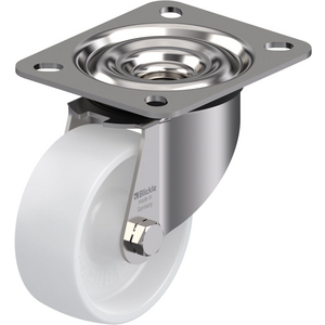 500140-RUOTA CON SUPPORTO GIREVOLE IN ACCIAIO INOX, ATTACCO A PIASTRA RUOTA IN POLIAMMIDE LEX-PO 80G