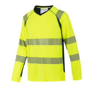 TSHIRT HV JAUNE/BLEU TM MANCHES LONGUES