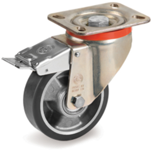 RUOTA 65ESD 100X30 POLIURETANO ESD TR  NUCLEO ALLUMINIO SUPP. ROTANTE PIASTRA P  FRENO ANTERIORE 656602ESD