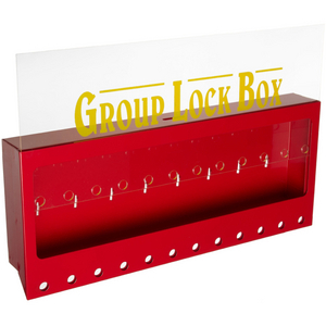 PACK 1 METAL WALL-MOUNTED GROUP LOCKOUT BOXES 105715-METAL WALL GROUP LOCK BOX, RED, LARGE