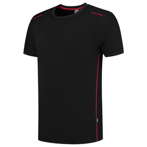 TRICORP T-SHIRT ACCENT 102703 ZWART/ROOD MT XXL