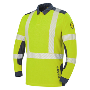 POLO HV MULTIRISQUES LAPILLI TM JAUNE FLUO / BLEU MARINE