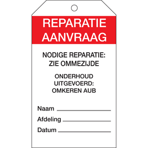 BRADY BESCHRB LABELS-REPARATIE AANVR 175*100 230592 (10ST)