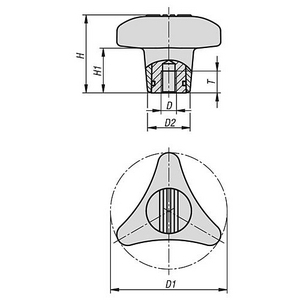 DREHMOMENT-DREISTERNGRIFF D1=80, M8