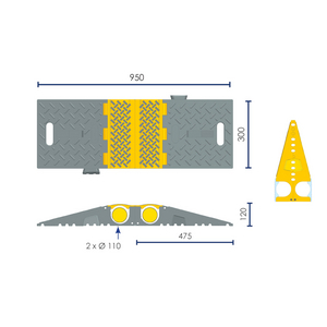 PASSE CABLES PLIANT 2 CANAUX 300X850X100MM - PLIE 475MM