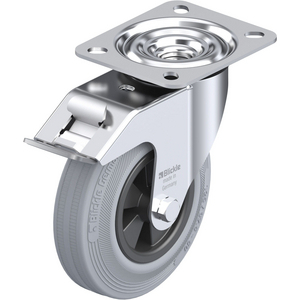 LE-VPP 125G-FI-SG Lenkrolle spurlos grau mit Stop-Fix