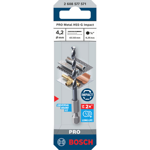 BOSCH METAALBOOR PRO HSS HEX 4,2X43X83 2608577571