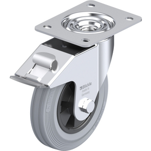 LE-VPP 160R-FI-SG Lenkrolle spurlos grau mit Stop-Fix