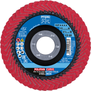 PFERD POLIFAN® flap disc PFR 115 CO 60 SGP CURVE M/22,23