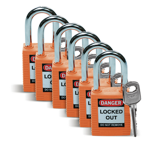 LUCCHETTO DI SICUREZZA 051347 SFTY PADLOCK STEEL 38MM SHA ORANGE 6/PAC