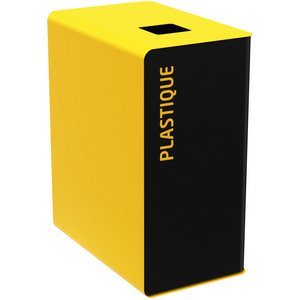BORNE TRI SELECTIF 65L PLASTIQUE GRIS/JAUNE