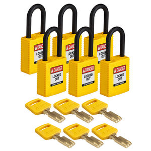 BOX 6 SAFEKEY PADLOCKS - NYLON 150265-NYL-YLW-38PL-KD6PK