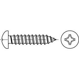 DIN7981 2.9X6.5 C H1 ST ZN Linsen-Blechschraube Form C=mit Spitze, Philips