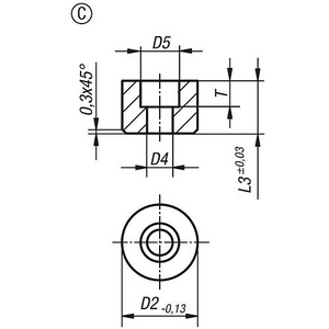 Einsatz rund mit Senkbohrung, Form C 07113-116128