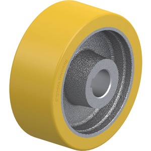 ROUE 500KG D.125MM 50MM POLYU JANTE FONTE MOYEU P/CLAVETTE