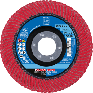 PFERD POLIFAN® flap disc PFR 115 CO 60 SGP CURVE L/22,23