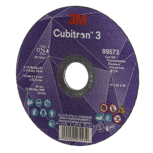 DISCO DA TAGLIO 3M CUBITRON 3, 89573, 36+, T41, 115MM X 1.6MM X 22.23MM, EN 7100304003