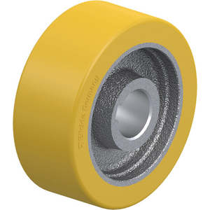 ROUE 320KG D.100MM 40MM POLYU JANTE FONTE MOYEU P/CLAVETTE