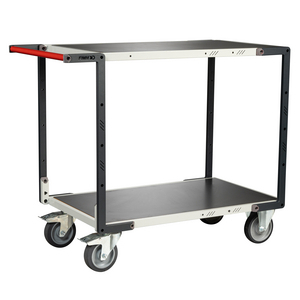 SERVANTE MONTEE 2 PLATEAUX TOLE, 1000X600 MM, ROUES TPE