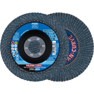 PFERD POLIFAN® flap disc PFR 125 Z 40 SGP CURVE M/22,23