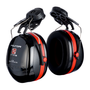PELTOR OPTIME III EARMUFFS, 34 DB, BLACK/RED 7000107770