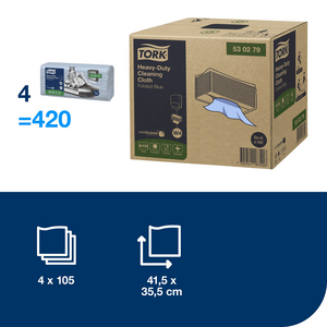 TORK REINIGINGSDOEK HEAVYDUTY W4 BLAUW 530279 (DS =4X105ST)