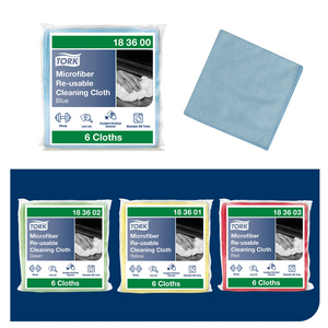 TORK REINIGINGSDOEK MICROVEZEL WASBAAR BLAUW (DS=8X6ST)