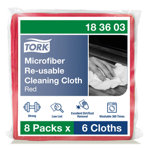 TORK REINIGINGSDOEK MICROVEZEL WASBAAR ROOD (DS=8X6ST)