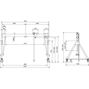 3310009170 Aluportalkran 24-30 Tragf. 1500 kg, fahrbar
