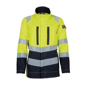 TRANEMO DAMES WERKJACK HI-VIS FR 589281 GEEL/MARINE MT XXL