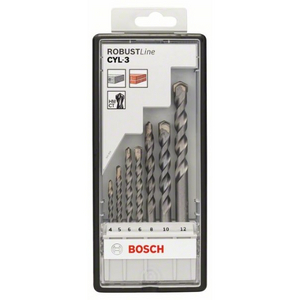 ROBUST LINE SET PUNTE CALCESTRUZZO CYL-3 SILVER PERCUSSION 4-12 MM, 7 PZ 2607010545